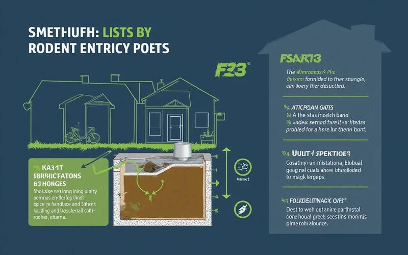 Cutaway diagram showing SMART sensor placement at key rodent entry points including utility penetrations attic access and foundation gaps in residential home