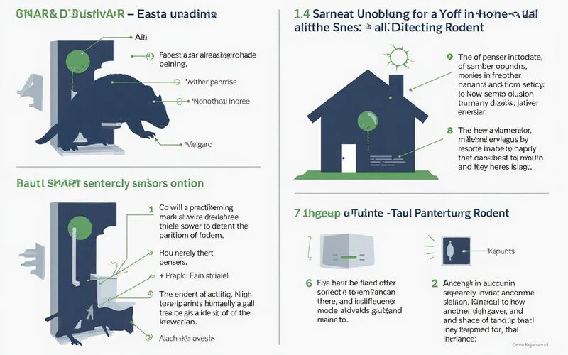 Cutaway diagram showing SMART sensor placement in a home wall void detecting rodent movement