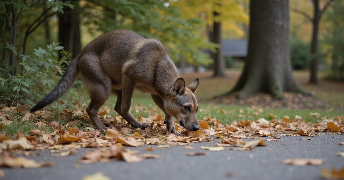Autumn scene showing wildlife seeking entry into a Westchester County home as temperatures drop